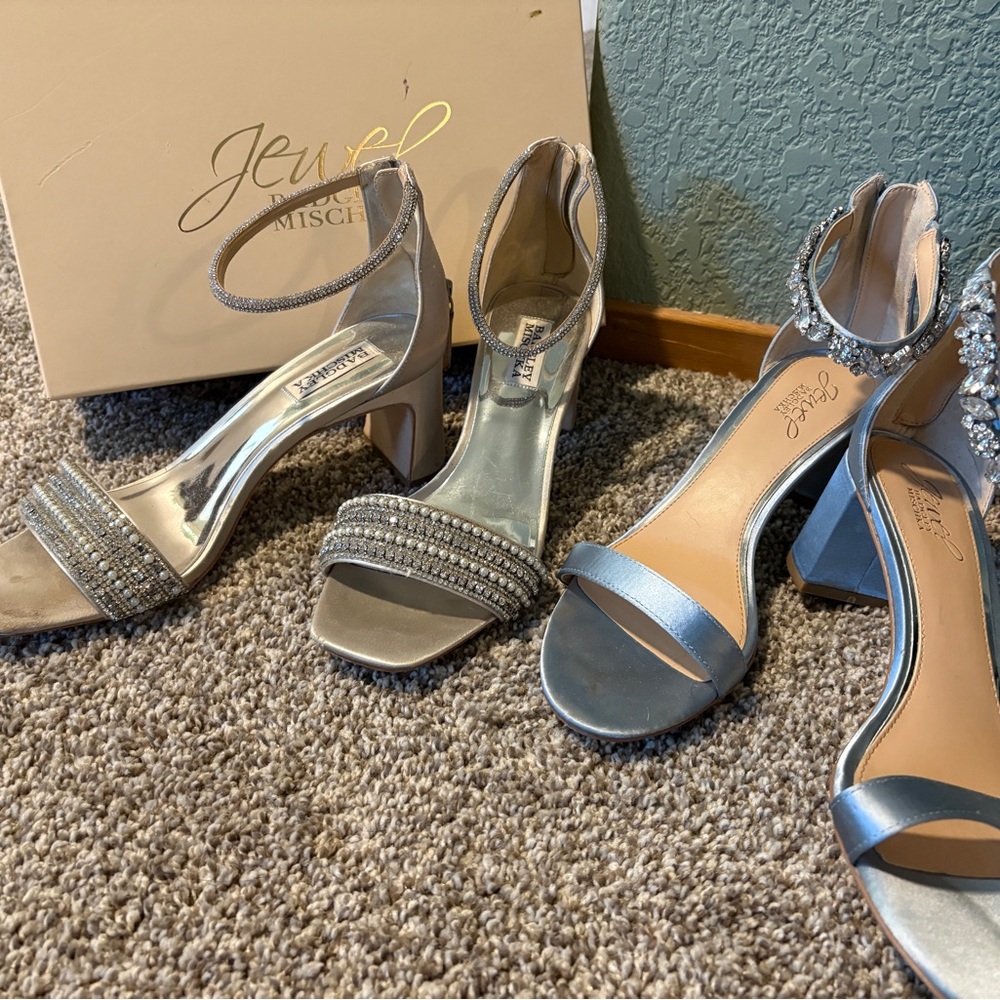 Jewel Badgley Mischka Satin Embellished Heels